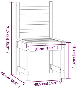 Καρέκλες Κήπου 2 τεμ. Λευκές 50x48x91,5 εκ. Μασίφ Ξύλο Πεύκου - Λευκό