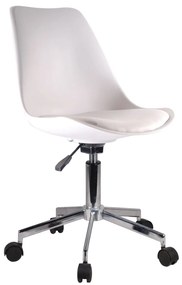 14230020 Καρέκλα Γραφείου ΚΥΒΕΛΗ Λευκό PU 48x55x82-92cm , 1 Τεμάχιο