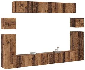 vidaXL Σετ επίπλου τηλεόρασης Επιτοίχιο 8 pcs Παλαιό ξύλο