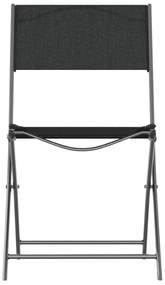 vidaXL Καρέκλες Εξ. Χώρου Πτυσσόμενες 2 τεμ. Μαύρες. Ατσάλι/Textilene