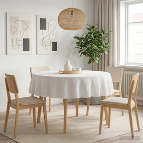 vidaXL Ύφασμα Τραπέζης Λευκό Διάμ. 140 cm Πολυεστέρας Γύρος