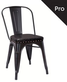 RELIX Καρέκλα-Pro, Μέταλλο Βαφή Μαύρο Matte, Pu Μαύρο  45x51x82cm [-Μαύρο-] [-Μέταλλο/PVC - PU-] Ε5191Ρ,15Μ