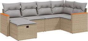 vidaXL Patio Sofa Set 6 τμχ. 6-θέσια Μπεζ και Γκρι