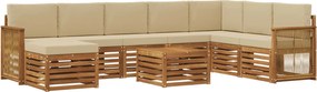 vidaXL Σειρά Καναπέ Εξωτερικού με μαξιλάρι 7 pcs Φυσικό