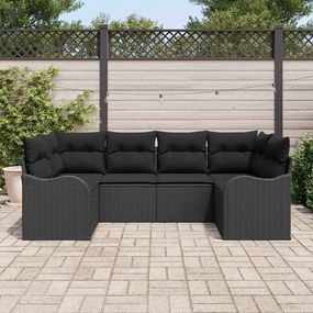 vidaXL Σετ Καναπέ Κήπου με μαξιλάρι 6 pcs Μαύρο Πολυ ράταν