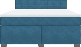 vidaXL Κρεβάτι Boxspring με Στρώμα Μπλε 180x200 εκ. Βελούδινο