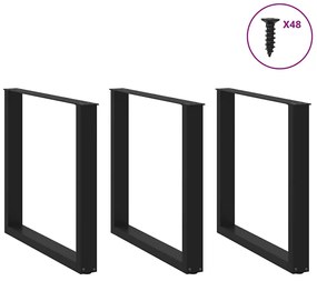 vidaXL Πόδια Τραπεζαρίας σε Σχήμα U 3 τεμ. Μαύρο 90x(72-73) εκ. Ατσάλι