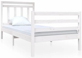 vidaXL Πλαίσιο Κρεβατιού Λευκό 90 x 190 εκ. Μασίφ Ξύλο Single