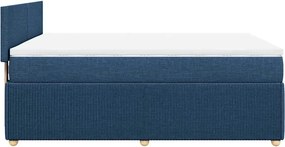 vidaXL Κρεβάτι Boxspring με Στρώμα Μπλε 140x190 εκ. Υφασμάτινο