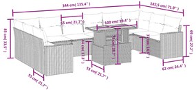 vidaXL Σαλόνι Κήπου Σετ 11 τεμ. Μπεζ Συνθετικό Ρατάν με Μαξιλάρια