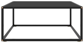 Τραπεζάκι Σαλονιού Μαύρο 80 x 80 x 35 εκ. με Μαύρο Γυαλί - Μαύρο