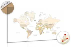 Εικόνα στον παγκόσμιο χάρτη φελλού με vintage στοιχεία - 90x60  peg