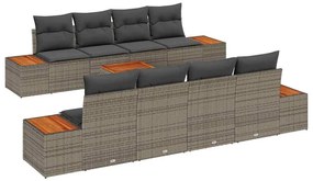 vidaXL Σετ Καναπέ Κήπου με μαξιλάρι 9 pcs Γκρι Πολυ ράταν