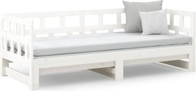 vidaXL Καναπές Κρεβάτι Συρόμενος Λευκός 2x(90x200) εκ. από Μασίφ Πεύκο