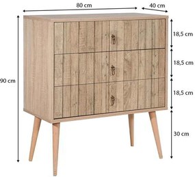Συρταρτιέρα Soho Megapap από μελαμίνη χρώμα sonoma 80x40x90εκ.