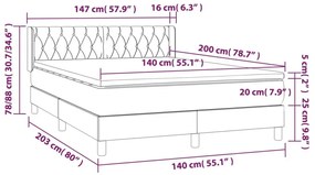 Κρεβάτι Boxspring με Στρώμα Σκούρο Μπλε 140x200 εκ. Βελούδινο - Μπλε