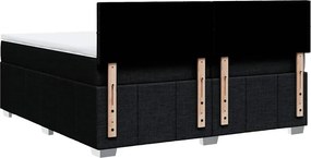 vidaXL Κρεβάτι Boxspring με Στρώμα Μαύρο 200x200 εκ. Υφασμάτινο