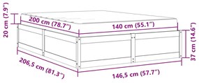 Κρεβάτι με Στρώμα Καφέ Κεριού 140x200 εκ Μασίφ Ξύλο Πεύκου - Καφέ