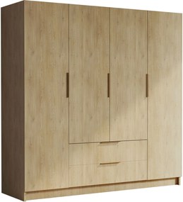 Ντουλάπα Sofia τετράφυλλη-Φυσικό - Χρυσό