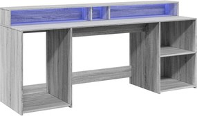vidaXL Γραφείο με LED Γκρι Sonoma 200x55x91 εκ. Επεξεργ. Ξύλο