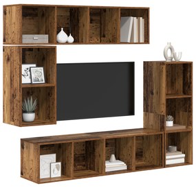 vidaXL Σετ επίπλου τηλεόρασης 4 pcs Παλιό ξύλο Επεξεργασμένο ξύλο
