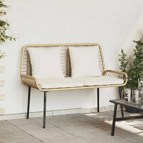 vidaXL Παγκάκι κήπου Καφέ, Μαύρο, Κρέμα Πολυ rattan, ατσάλι