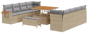 vidaXL Σετ Καναπέ Κήπου με μαξιλάρι 11 pcs Μπεζ Πολυ ράταν