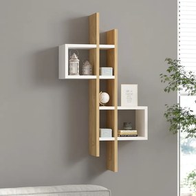 Ραφιέρα τοίχου Garel pakoworld σε oak-λευκή απόχρωση 53,8x19,6x108εκ