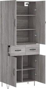 vidaXL Ντουλάπι Γκρι Sonoma 69,5 x 34 x 180 εκ. Επεξεργασμένο Ξύλο