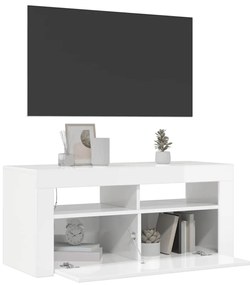 vidaXL Έπιπλο Τηλεόρασης με LED Γυαλιστερό Λευκό 90x35x40 εκ.
