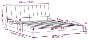 Σκελετός Κρεβατιού Χωρίς Στρώμα Μαύρο 180x200 εκ. Υφασμάτινο - Μαύρο