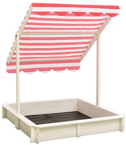 vidaXL Αμμοδόχος με Ρυθμιζόμενη Οροφή Λευκό/Κόκκινο Ξύλο Ελάτης UV50