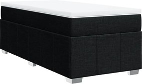 vidaXL Κρεβάτι Boxspring με Στρώμα Μαύρο 90x200 εκ. Υφασμάτινο