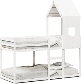 vidaXL Κουκέτα με Οροφή Λευκό 80x200 εκ. από Μασίφ Ξύλο Πεύκου