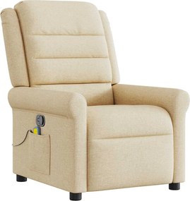 vidaXL Πολυθρόνα Μασάζ Ανακλινόμενη Κρεμ Υφασμάτινη
