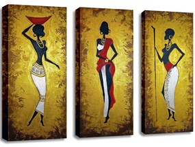 Πίνακας Καμβάς (Σετ 3Τμχ) 257MJS1328 20x45cm Multi Wallity Κάθετοι Wood, Canvas