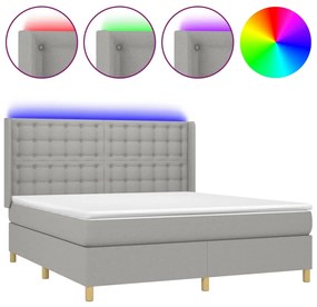 ΚΡΕΒΑΤΙ BOXSPRING ΜΕ ΣΤΡΩΜΑ &amp; LED ΑΝ.ΓΚΡΙ 180X200ΕΚ. ΥΦΑΣΜΑΤΙΝΟ 3139213