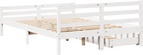 vidaXL Σκελετός Κρεβ. Χωρίς Στρώμα Λευκό 135x190 εκ Μασίφ Πεύκο