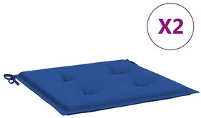 vidaXL Μαξιλάρια Καρέκλας Κήπου 2 τεμ. Μπλε Ρουά 50x50x4εκ. Υφασμάτινα