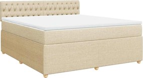 vidaXL Κρεβάτι Boxspring με Στρώμα Κρεμ 180x200 εκ. Υφασμάτινο