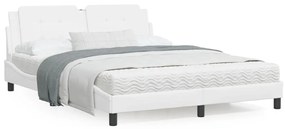 Πλαίσιο Κρεβατιού με LED Λευκό 160x200εκ. Συνθετικό Δέρμα - Λευκό