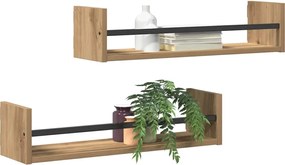 vidaXL Ράφι Τοίχου Επιτοίχιο 2 pcs Artisan Oak 60 x 16 x 14 cm