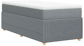 vidaXL Κρεβάτι Boxspring με Στρώμα Ανοιχτό Γκρι 90x190 εκ. Υφασμάτινο