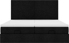 vidaXL Οθωμανικό κρεβάτι με στρώματα Μαύρο 160x200cm Ύφασμα