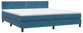 vidaXL Box Spring κρεβάτι με στρώμα σκούρο μπλε 180x220 cm Βελούδινο