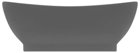 vidaXL Νιπτήρας με Υπερχείλιση Οβάλ Σκ. Γκρι Ματ 58,5x39 εκ. Κεραμικός