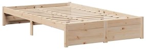 Κρεβάτι Βιβλιοθήκη Χωρίς Στρώμα 120x190 εκ Μασίφ Ξύλο Πεύκου - Καφέ