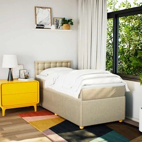 vidaXL Κρεβάτι Boxspring με Στρώμα Κρεμ 90x190 εκ.Υφασμάτινο