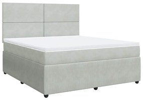 vidaXL Κρεβάτι Boxspring με Στρώμα Ανοιχτό Γκρι 180x200 εκ. Βελούδινο