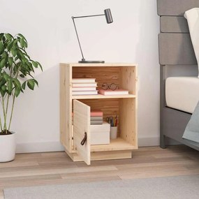 VidaXL Κομοδίνο Λευκό 40 x 34 x 55 εκ. από Μασίφ Ξύλο Πεύκου